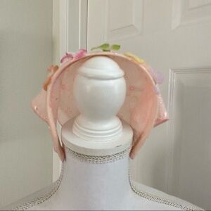 Girl’s Headband Scarf Pink Eyelet Floral Embellishment